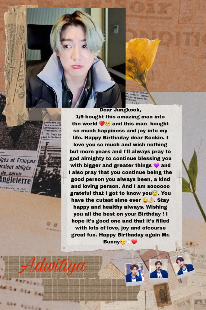 MoonChild_DHope's tweet photo. To our brightest star, Jungkook.
I am always so proud of you. .

Like the words you told us— Jungkook, no matter what, be happy. Okay?

Happy birthday. I love you forevermore.

#JUNGKOOKDAY #HappyBirthdayJungkook #JungkookahThankYouForBeingBorn https://t.co/ArQoOiwtnc