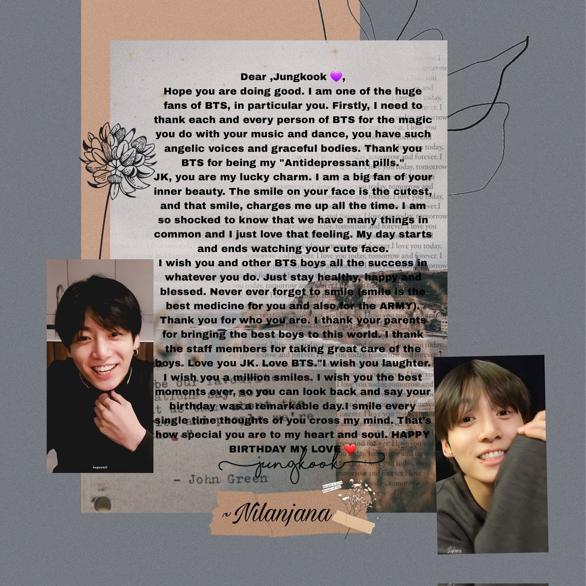 MoonChild_DHope's tweet photo. To our brightest star, Jungkook.
I am always so proud of you. .

Like the words you told us— Jungkook, no matter what, be happy. Okay?

Happy birthday. I love you forevermore.

#JUNGKOOKDAY #HappyBirthdayJungkook #JungkookahThankYouForBeingBorn https://t.co/ArQoOiwtnc