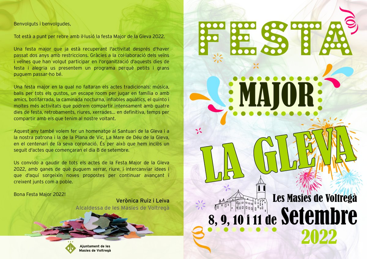 masies_voltrega's tweet photo. Tot a punt per a la #FestaMajor de #LaGleva 2022 de dijous 8 a diumenge 11 de setembre

Us hi esperem!

https://t.co/TI86lOAZyu

#lesMasiesdeVoltregà #LMV #CulturaLMV #FMGleva #FMGleva2022 https://t.co/hCBBfjkMSx