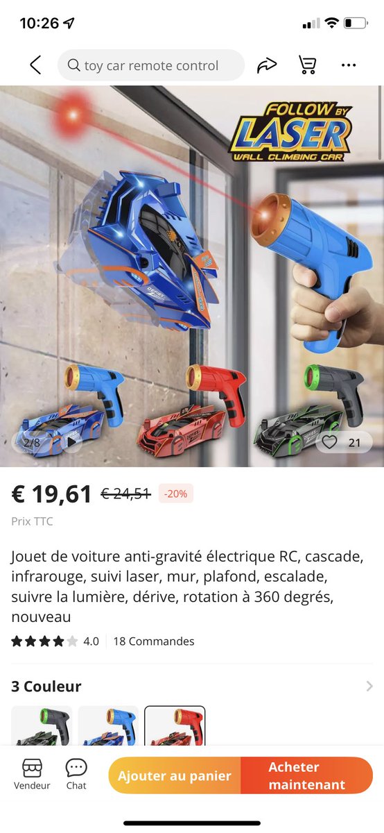 influarnaque's tweet photo. La voiture laser testé par @JoycaOff dans une de ses vidéos est disponible sur tonton Ali à 19€61 ! Ne tombez pas dans le piège des sites de dropshipping qui prennent Joyca pour « égérie » sans son consentement ! #Joyca 

👉🏼 https://t.co/tdGye956u2 https://t.co/u2Le0tL5hL