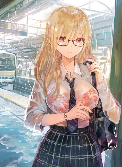 雨が降ると出会う代々木駅の眼鏡っ子。 