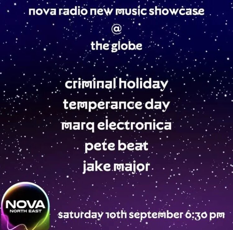 TemperanceDay's tweet photo. NEWLY ANNOUNCED! 📣🎶
Following our debut headliner, we are heading to @theglobene4 on September 10th 2022 to perform as part of @NovaradioNE new music showcase! 

Plus, with great company! ⤵️
@CriminalHoliday, @MarqElectronica, @pete_beat &amp; Jake Major! 💥 https://t.co/Q0WV9WWITQ