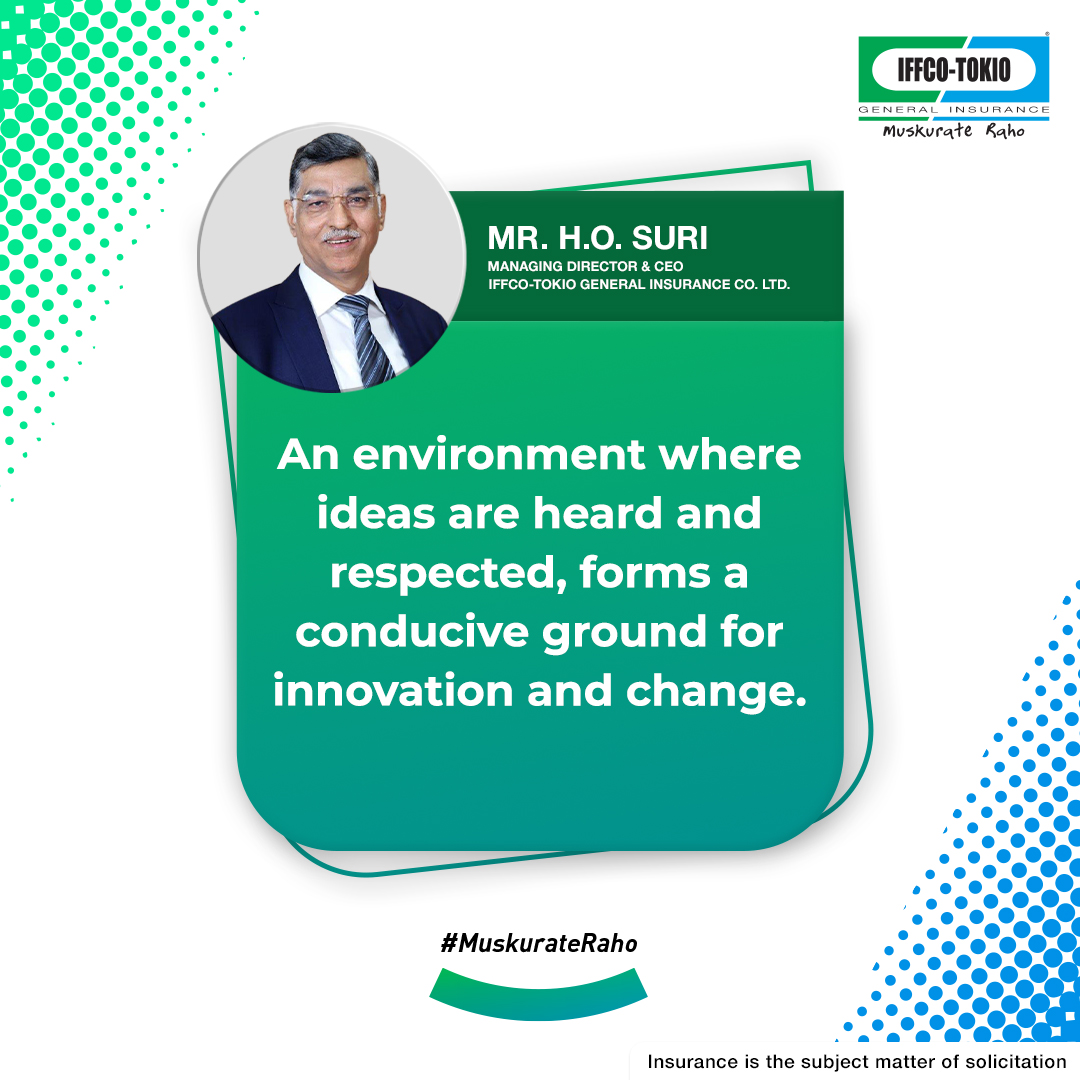 IFFCO__TOKIO's tweet photo. "An environment where ideas are heard and respected, forms a conducive ground for innovation and change."
- Mr. H.O. Suri
#Iffcotokio #MuskurateRaho #Thought #Leadership #Motivation #Ideas #Environment #HOSuri https://t.co/LfujjNA9hO
