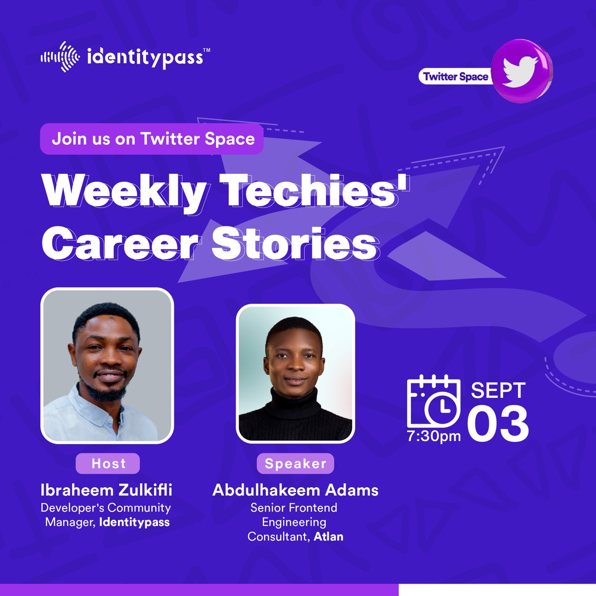 Hi #Techtwitter 

The #careerstories session with @CocaCoder promises to be another great time. 

Join us on Saturday as he walks us through his experiences in the tech industry. 

Host: @tech_contractor 

You don't want to miss this. Set a reminder here: twitter.com/i/spaces/1MYxN…