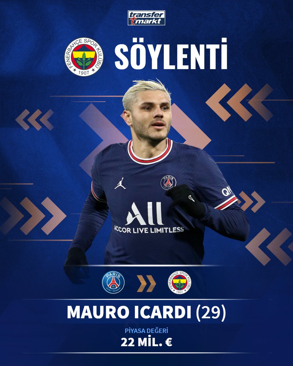 🟡🔵 | Fenerbahçe, Mauro Icardi için girişimlere başladı. 📎 L'Équipe ➡️ transfermarkt.com.tr/s/Yq8