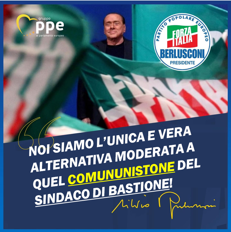 Comune_Bastione's tweet photo. 🔴BERLUSCONI CONTRO IL "COMUNISTONE" DEL SINDACO!

In uno spot '94 style, @berlusconi su TeleBastione (i social sono troppo moderni!) attacca il nostro amato Sindaco.

"Alla faccia dell'essere #moderati!" dichiara attonito il nostro Sindaco respingendo le accuse al mittente. https://t.co/FUEVTVYUxO