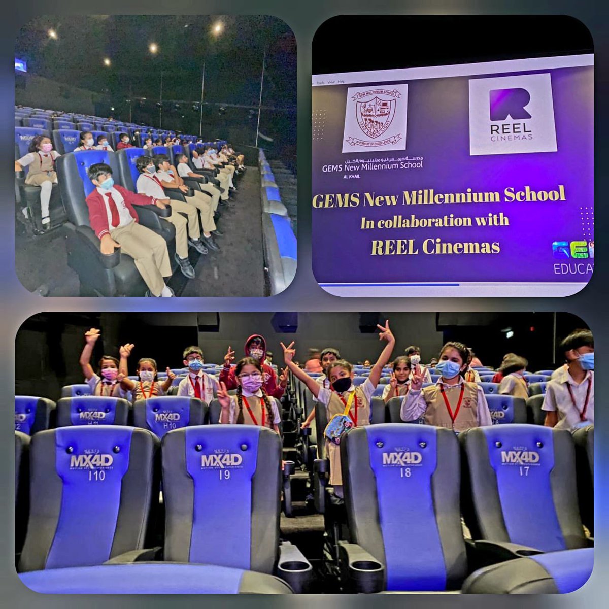 Srushti91836599's tweet photo. What a fun way to spend the day!! 🥳Kids utilised the space @ReelCinemas in an engaging manner while munching on tasty treats🍕🍟🍿 #class3F @ShettySampoorna @gemsnms_alkhail https://t.co/uK4QLLzyvs