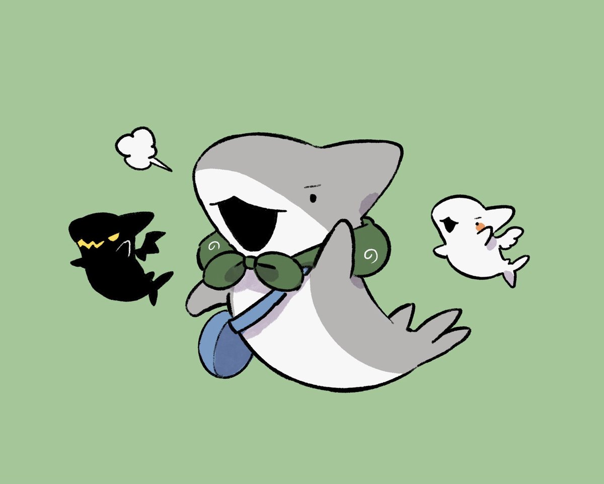 green background simple background shark bag open mouth no humans green scarf  illustration images