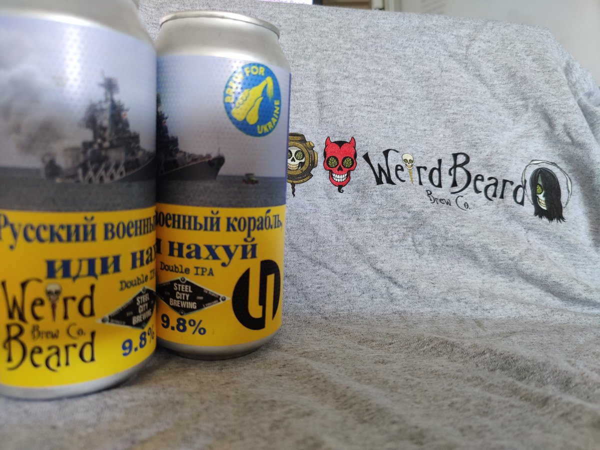 Weird Beard Brew Co (@weirdbeard_brew) on Twitter photo 👀⛴️ We've just added our big bitter collaboration with <a href="/Steelcitybrew/">Steel City Brewing</a> and Lost Industry to our web shop. Russian Warship Go F Yourself, a WC DIPA. Along with our new design T Shirts.⛴️👀
Order by 1 today for despatch before the weekend.
weirdbeardbrewco.com 👀⛴️ We've just added our big bitter collaboration with <a href="/Steelcitybrew/">Steel City Brewing</a> and Lost Industry to our web shop. Russian Warship Go F Yourself, a WC DIPA. Along with our new design T Shirts.⛴️👀
Order by 1 today for despatch before the weekend.
weirdbeardbrewco.com