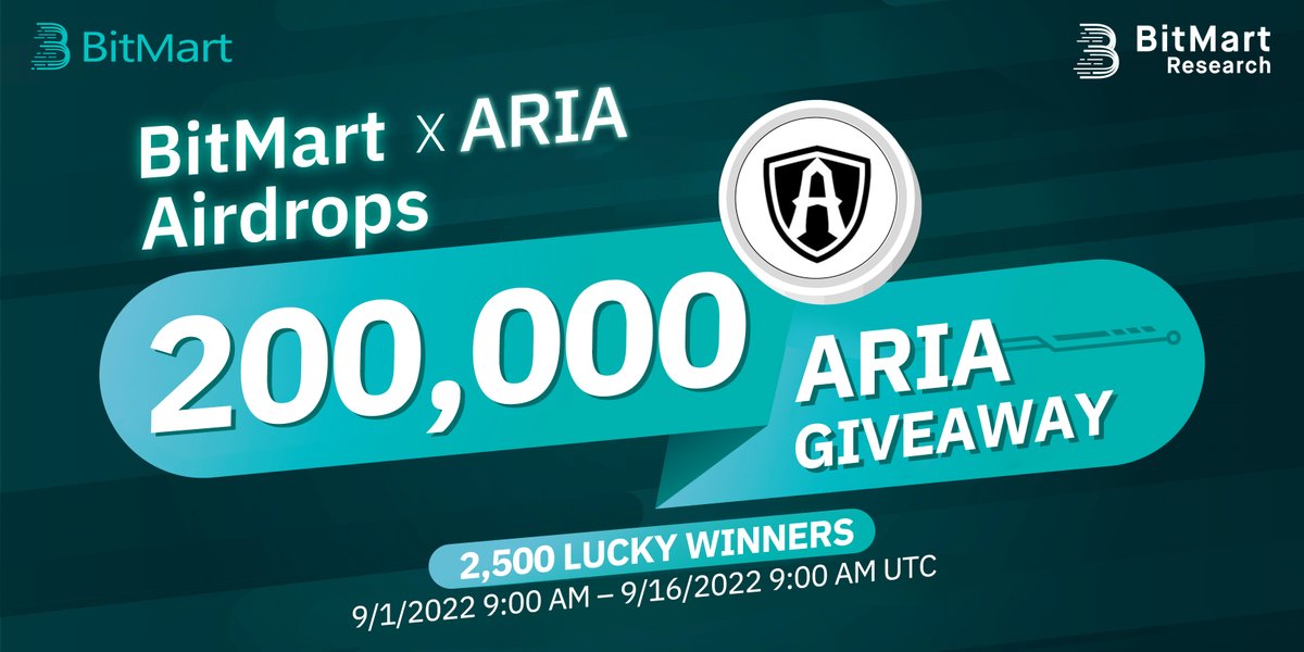 🌟BitMart X ARIA Listing Airdrop!

1⃣Follow <a href="/BitMartResearch/">BitMart Research｜$BMX HODLer</a> &amp; <a href="/LegendsOfAria/">Legends of Aria</a>
2⃣Join t.me/BitMartExchang… &amp; discord.gg/legendsofaria
3⃣RT &amp; Tag 3 new friends
4⃣Fill out:forms.gle/jhAnPJavUYVLmZ…

🥳 200,000 $ARIA/2,500 winners
Register👉datasink.bitmart.site/t/j
