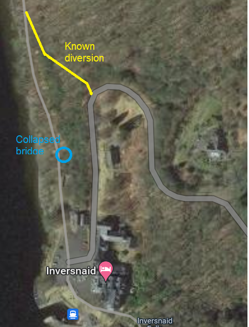 Map of diversion from Inversnaid on the West Highland Way