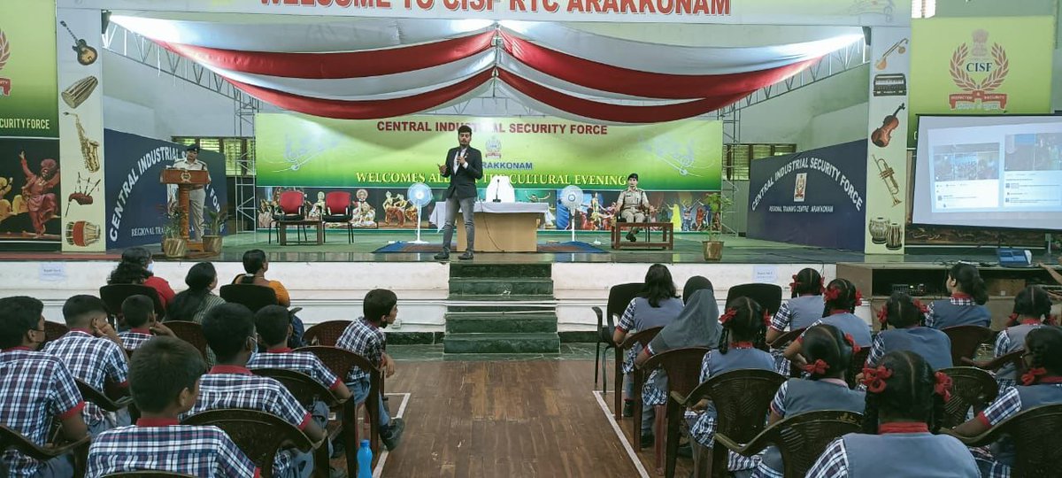 CISFHQrs's tweet photo. #CISF RTC Arrakonam organized a motivational talk for students of KV Thakkolam. Social activist, Shri Jai Aswani (Born 2 Win Foundation) motivated the students to initiate small steps towards clean, green &amp; healthy. environment.

@HMOIndia 
@MinistryWCD https://t.co/FMcozd96v8