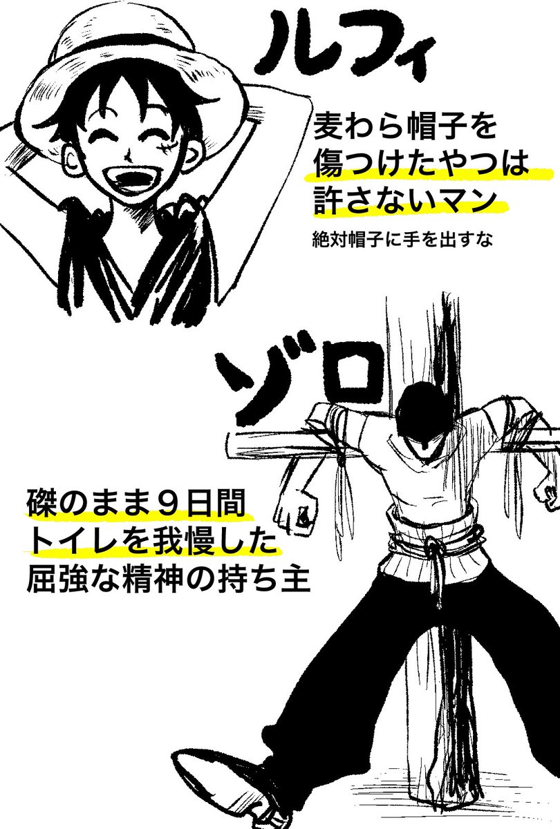 大人になってから初めてワンピを読み始めた私のクソ雑なキャラ解釈😄これであってますか?先輩の皆さん 