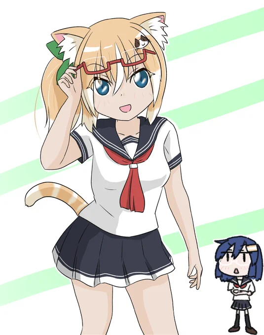 <裸眼でも見えるんだよ?<知ってるけどちゃんと掛けて!#創作 #オリキャラ#ネコとイヌとメガネっ娘 