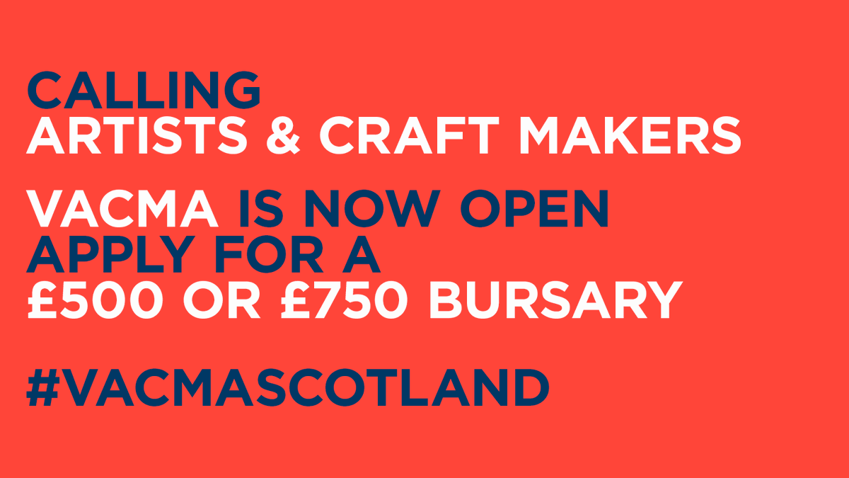 #VACMAScotland is now open 🙌🏻 Visual artists and craft makers at all career stages can apply for a bursary of £500 or £750 to support their creative development. Delivered through local authorities, discover more on our website: creativescotland.com/what-we-do/lat…