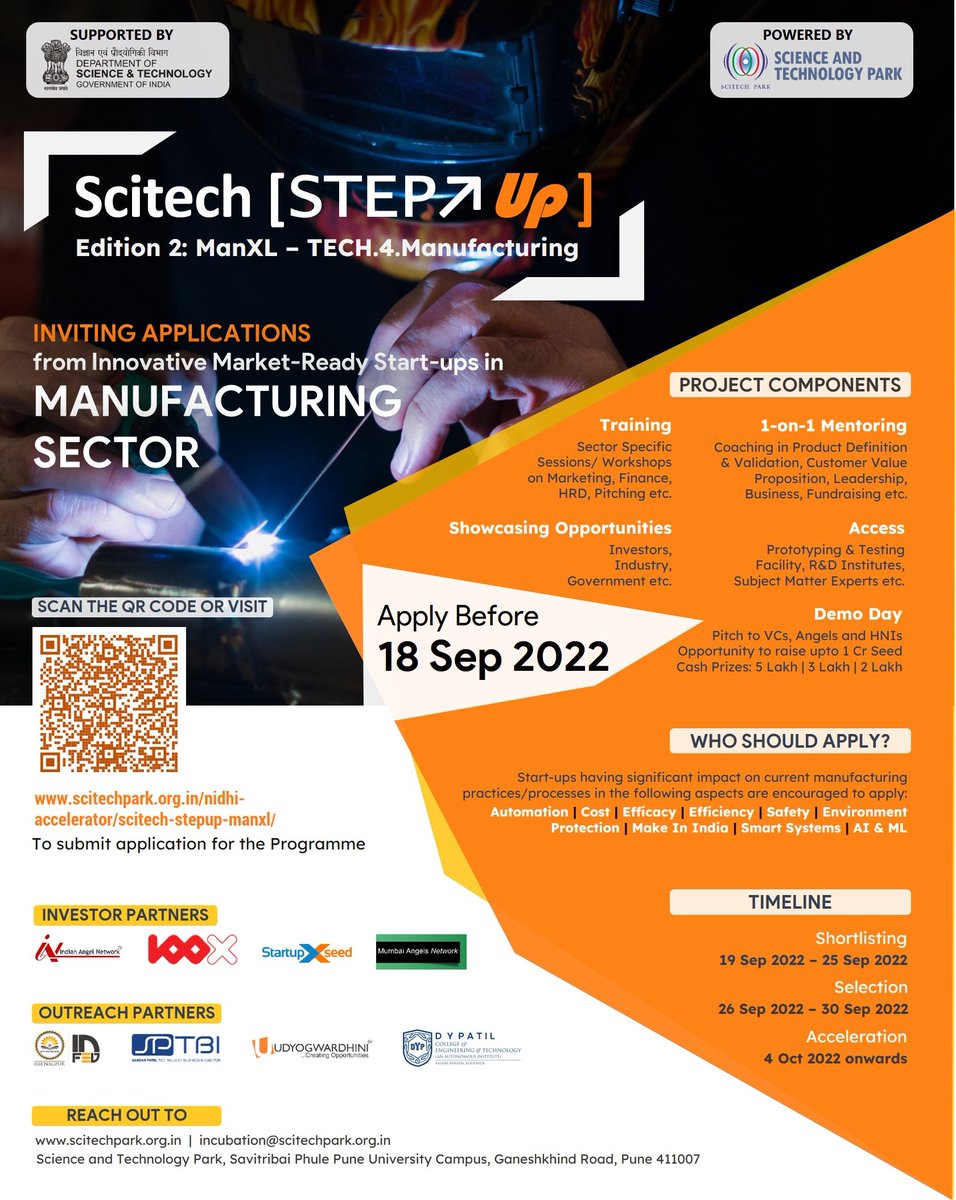 ScitechParkPune's tweet photo. Market-Ready Manufacturing Start-ups apply for Accelerator programme on https://t.co/SGFAZ5TNVO https://t.co/E0AOtw4rep