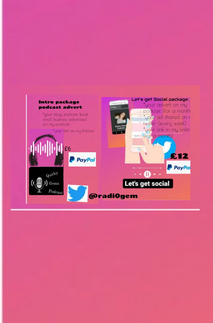 Would you like to advertise on Quirky Gems Podcast? I have spaces available for September, whether you are a #podcaster #blogger #author #publisher #smallbusiness let's get you heard DM me to claim yours payment via PayPal