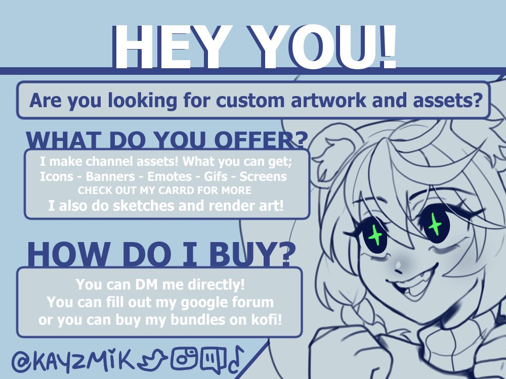 trashkaynz's tweet photo. Hey You! Yeah - 🫵 YOU! 
Are you a #Vtuber or a #TwitchStreamer are you looking to update your look? Are you looking to just get a cool #ArtCommission? 

✨Come check out my Carrd and Ko-Fi!✨
https://t.co/KNFpDhQ5ti
https://t.co/aixGyF7b1F
#opencommissions #emotes https://t.co/Kh9Iw5Uio8