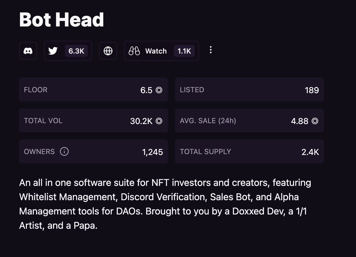 Pattyice's tweet photo. the @Bot_Head_NFT picking up steam. one of the most slept on projects imo. art fire, utility fire. https://t.co/mbf4iAx6ie