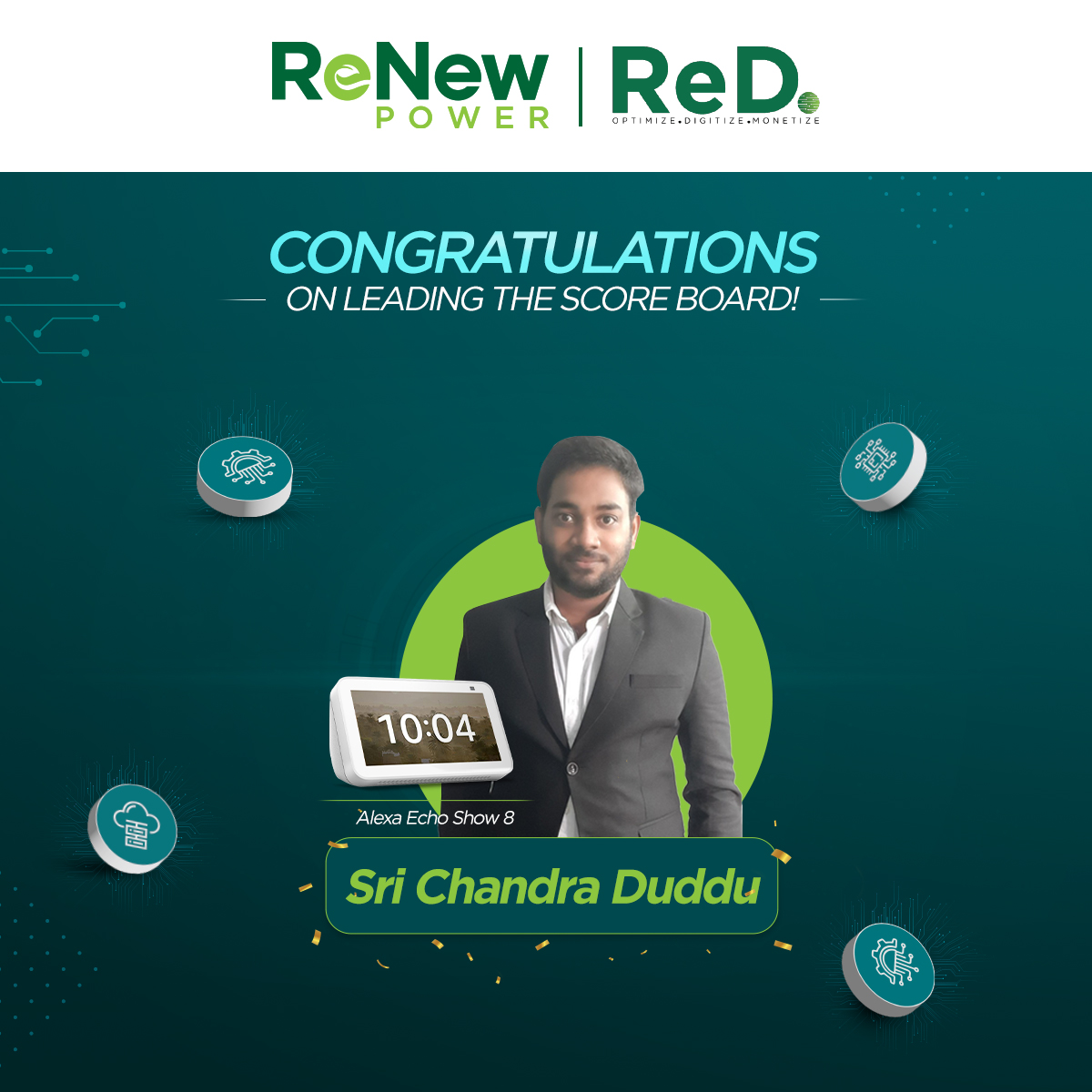 ReNewCorp's tweet photo. Congratulations Sri Chandra Duddu for leading the scoreboard thus far!
ReNew Power Hiring Hackathon β Your chance to get hired and work with an analytics team that cares about the planet.
Know more and participate: https://t.co/PSZNRUbylJ
#ReNew4India #Hiring #HiringHackathon https://t.co/FZbeJLFau6