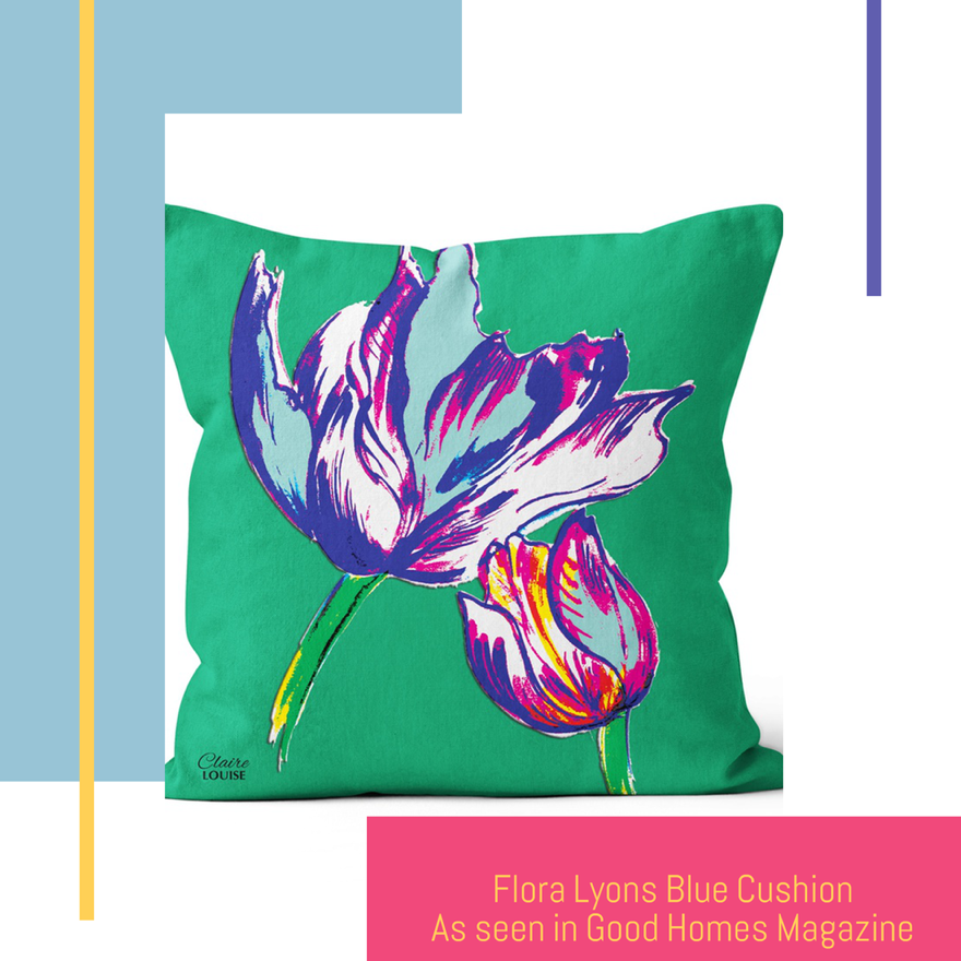 Larks_head's tweet photo. Have you seen the September issue of Good Homes Magazine? @ClaireLouiseH ‘Flora Lyons Blue Cushion’ has been featured. To find out more about collaborations with Claire Louise, come see @larks_head on stand A198 at BLE 22. #goodhomes #artist #press #BLE22 #licensing https://t.co/VLSrujHSFI
