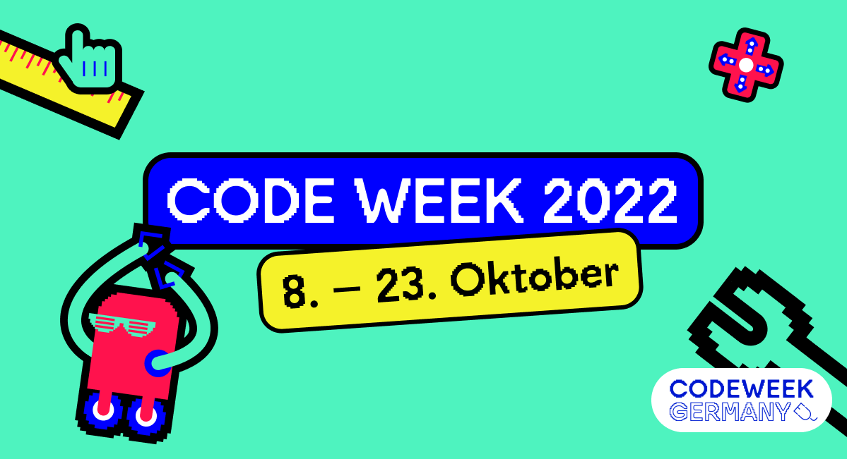 CodeWeekGermany's tweet photo. 📣 Der Countdown läuft - noch 6 Wochen bis zur #CodeWeek 2022! Ihr seid herzlich eingeladen, Workshops und Mitmachveranstaltungen zu organisieren und so zu dem bunten Programm rund ums Tüfteln und Programmieren beizutragen! 🤖👉  https://t.co/jfflsyxbSJ https://t.co/C3SeRPVzdR