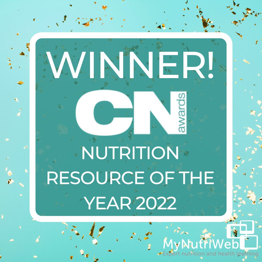 MyNutriWeb's tweet photo. 🤩 We're delighted to have won the 2022 @CNmagazines Award for 'Nutrition Resource of the Year'! It wouldn't be possible without you, so thank you! 🙏

Congratulations &amp; well done to all of our fellow winners &amp; shortlisters, find out about their work here: https://t.co/3Iti8WKm3Z https://t.co/tK4R0hV1xr