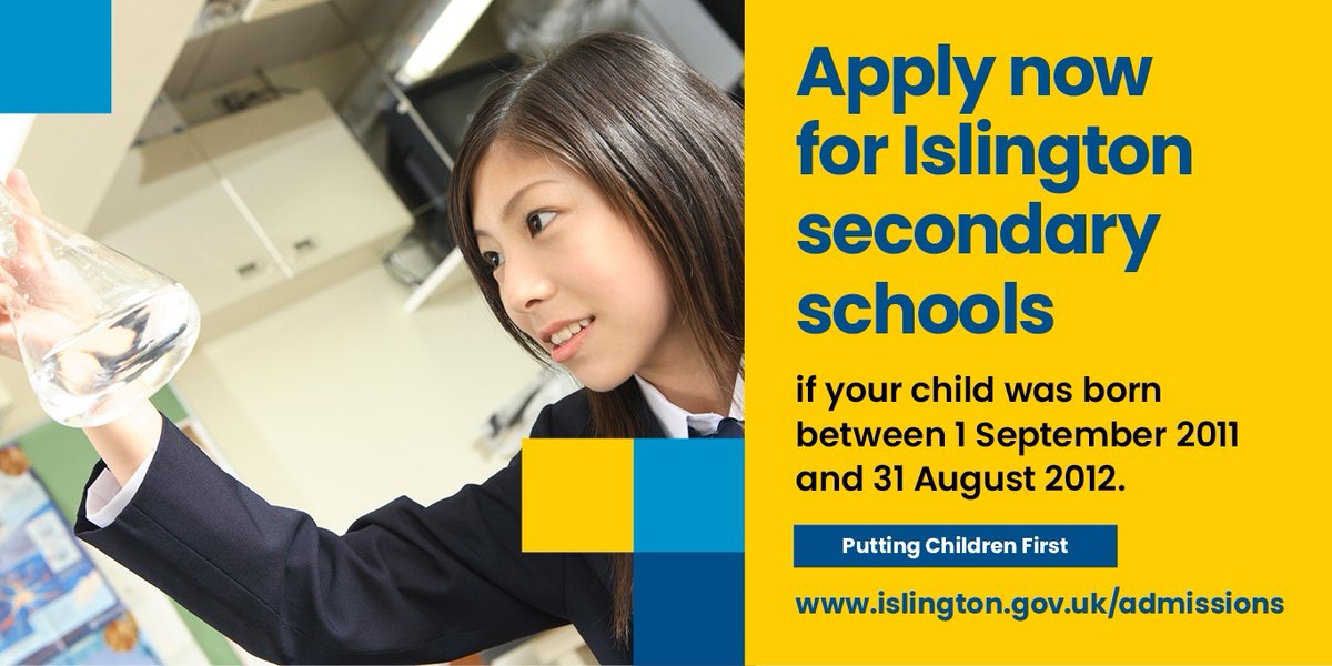 Islington Council (@islingtonbc) on Twitter photo If your child was born between the 1 September 2011 and 31 August 2012 apply by 31 October for the best chance of a place at your preferred secondary school.
Visit orlo.uk/g7vwD?
email: admissions@islington.gov.uk
call 020 7527 5515
#Islingtonschools If your child was born between the 1 September 2011 and 31 August 2012 apply by 31 October for the best chance of a place at your preferred secondary school.
Visit orlo.uk/g7vwD?
email: admissions@islington.gov.uk
call 020 7527 5515
#Islingtonschools