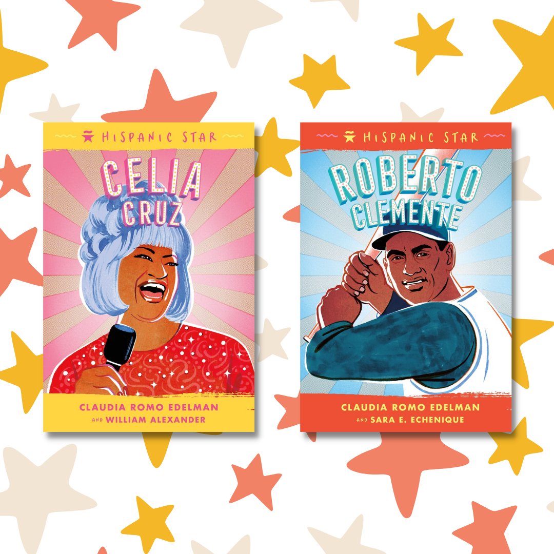 In Hispanic Stars, a brand-new biography series for kids by @claudiagonzalez, learn about the lives of Celia Cruz, La Reina de la Salsa and MLB superstar Roberto Clemente! The first two books are out in English and Spanish this Tuesday: bit.ly/3zsaBuw