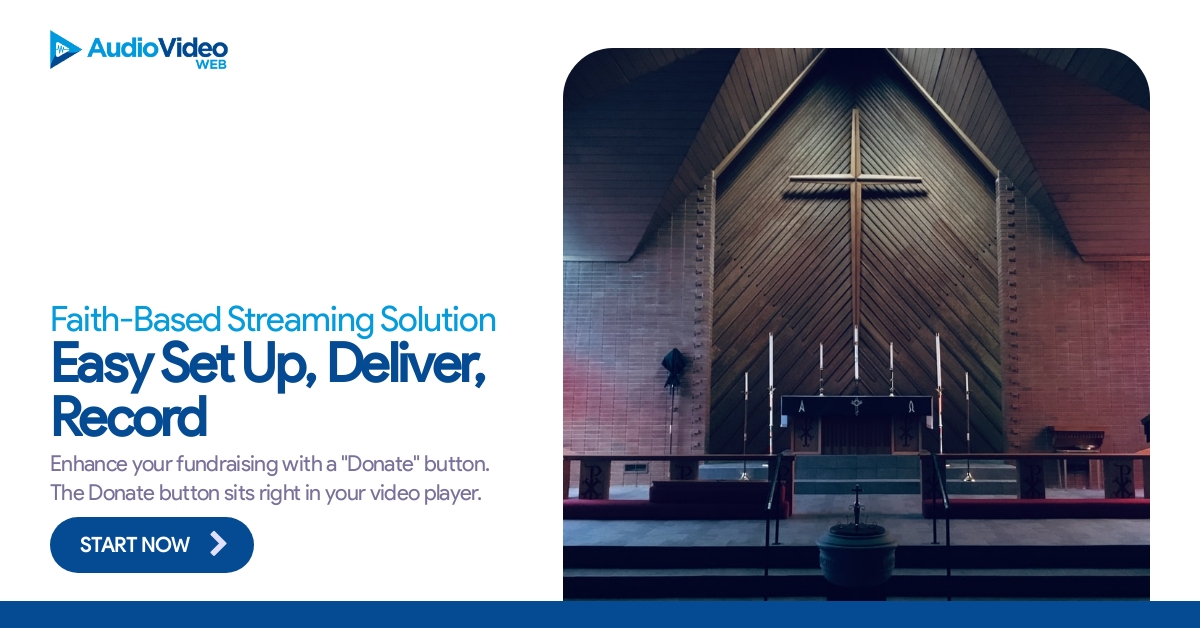 Avwebstreaming's tweet image. Easy to set up, deliver, and record for future viewing. With the built in option to donate directly from the player.

audiovideoweb.com/industries-fai…