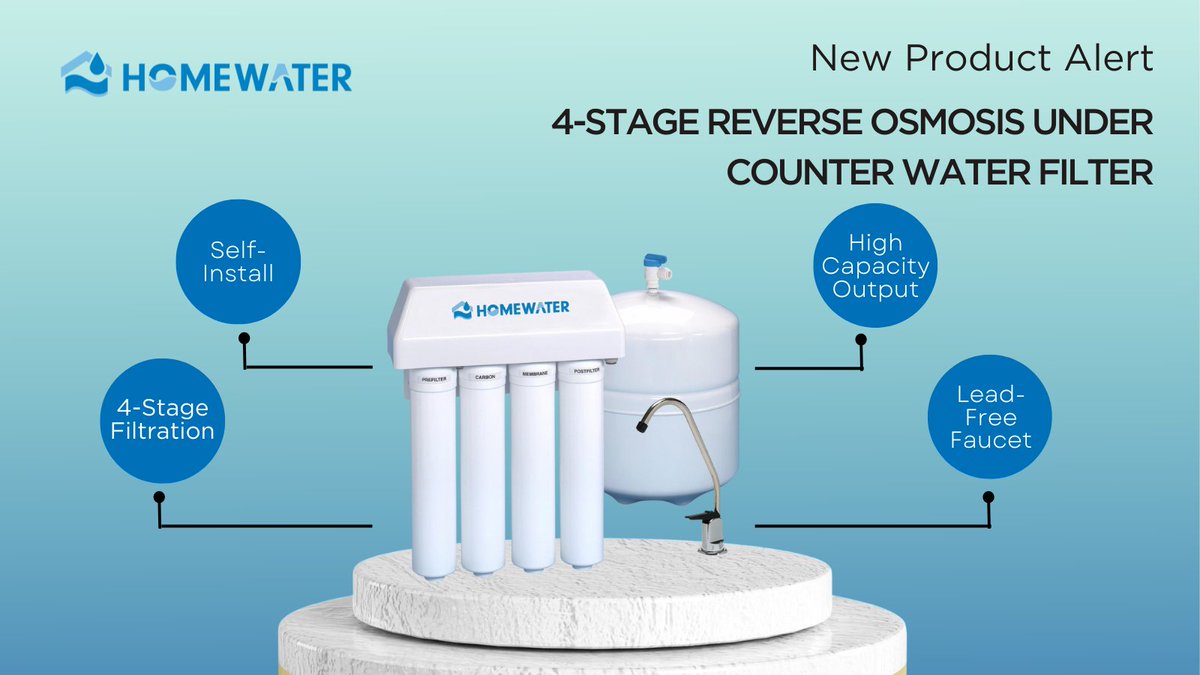 HomeWaterCorp's tweet photo. We've just launched our newest product, Reverse Osmosis water filter for ultimate contaminant reduction. High quality, filtered drinking water is produced and conveniently stored in a sealed tank and each box includes everything you need for a quick &amp; easy install. https://t.co/slV5OX4I2y
