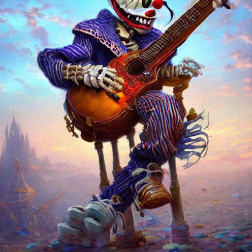 KenonRus's tweet photo. "A skeleton in a clown costume plays the guitar"

#neurallove #stableDifusion #skeleton #guitar https://t.co/W6LNJcLLTo