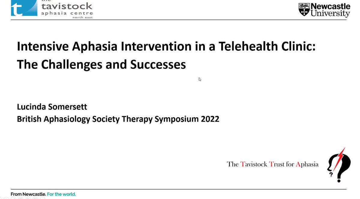 BasAphasia's tweet photo. Next up, Lucinda Somersett on Intensive Aphasia Intervention in a Telehealth Clinic and how they dealt with this at @aphasia_ncl @SLSncl #BASSYM22 https://t.co/bRfQYPK9Ei