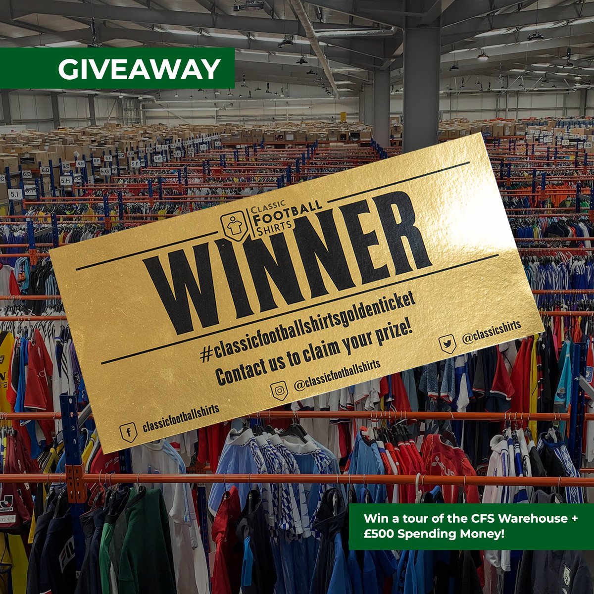 🚨 BIRTHDAY GIVEAWAY 🚨 We’re giving away one of our CFS Golden Tickets! It includes a tour around the CFS Warehouse + £500 Spending Money! To enter: 1️⃣ RT this post 2️⃣ Follow @classicshirts 3️⃣ Reply with the person you’d bring along Flexible dates & the winner can bring a +1