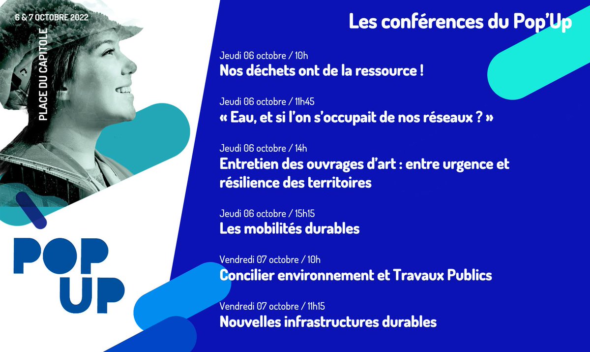 FRTP_MidiPy's tweet photo. 🗓 #PopUp : Découvrez les #TravauxPublics les 6 et 7 octobre, Place du Capitole de #Toulouse et assistez aux conférences qui vous permettront d’appréhender les #TP et leurs actions en faveur de la #TransitionEcologique.

Inscrivez-vous ➡️ https://t.co/qUgRJCh0o9 https://t.co/sGfhrrM2cF