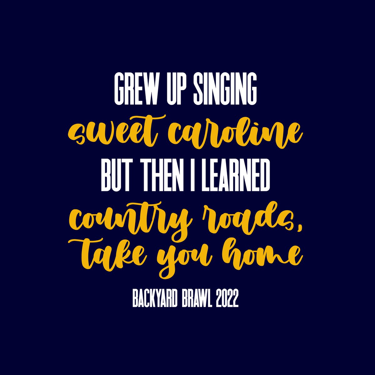 laina_de's tweet photo. and just like that country roads sounds a lot better than sweet caroline… 💛💙 

#BackyardBrawl https://t.co/KYHhTJRfIK