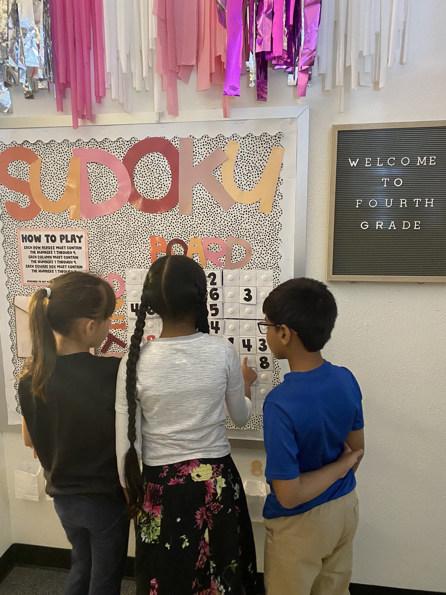 “Wait this is the thing my grandpa always does! It’s actually kinda fun!” 

We are loving solving our mega sudoku board here in 4th grade! @DCEtrailblazers #CISDworkingtogether