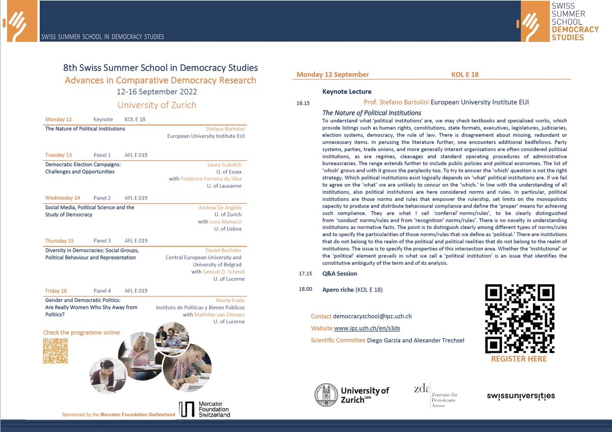 📢#S3DS2022 is approaching! Monday 12 September, Keynote Prof. Stefano Bartolini 🗂️Read the programme t.uzh.ch/1kH and ✅Register as auditor t.uzh.ch/1mi @laurasud @Frederico_FS @AngelisAndrea @manucciluca @dbchslr @samdschmid @FraileMaldonado @VanDitmars