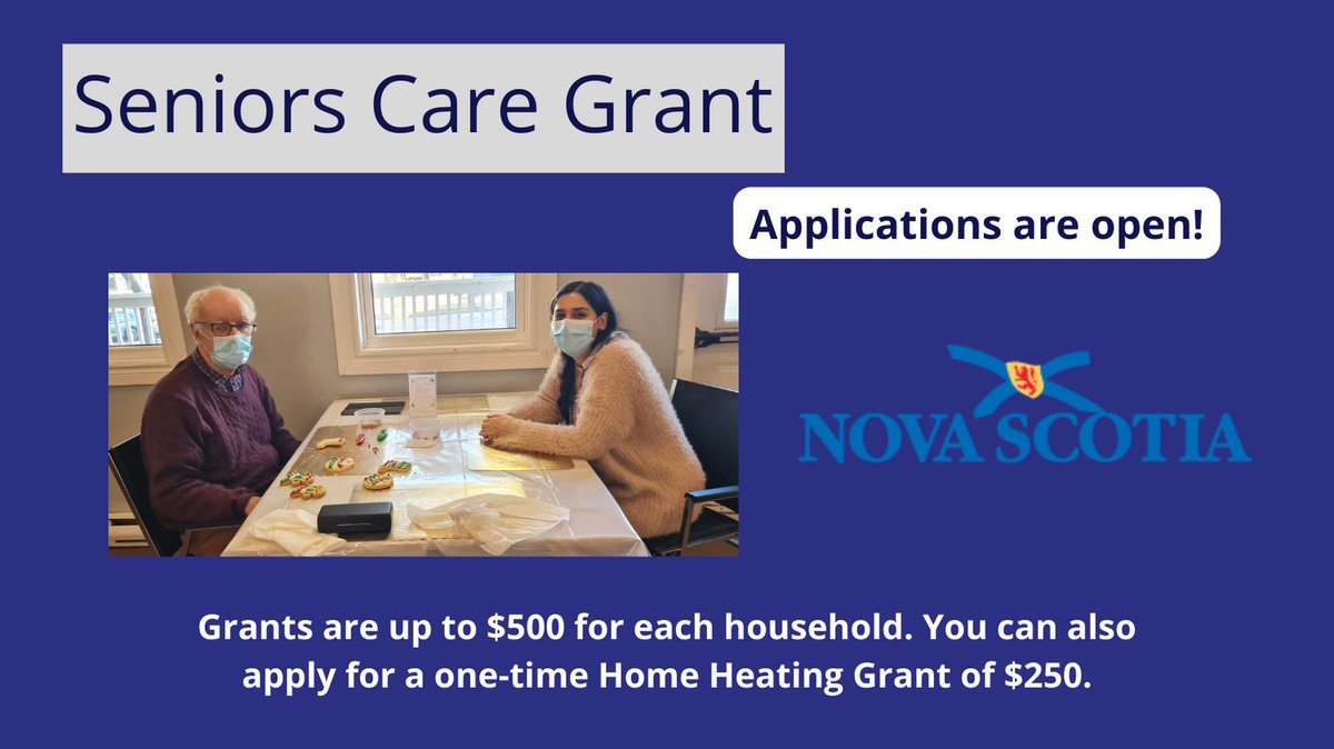 Seniors Care Grant is now open!🌟 For details on the application, visit the Government of Nova Scotia website, under Seniors Care Grant. If you need any assistance applying, or have questions, Spencer House is happy to help!💙