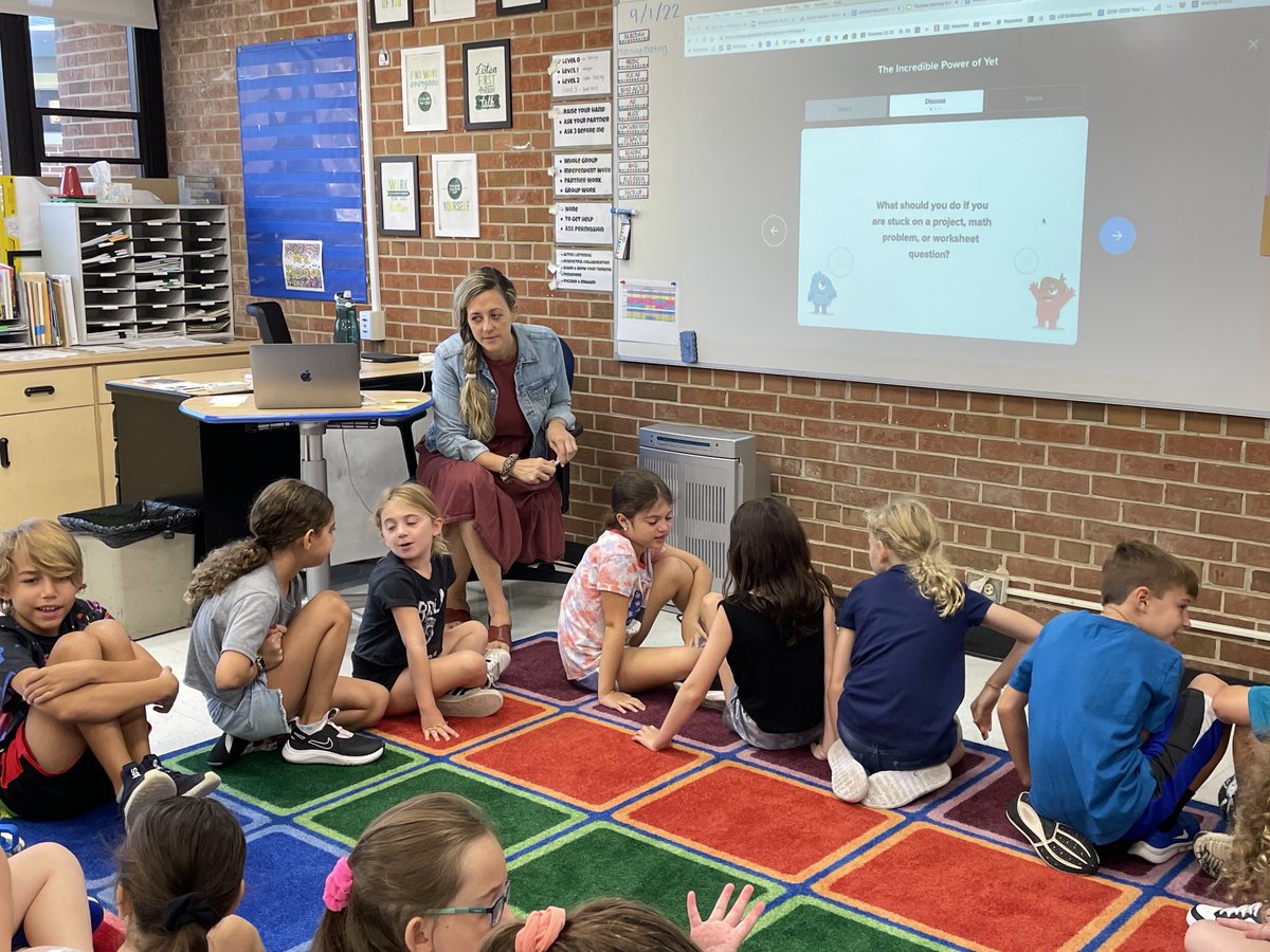 Calm classroom, mantras, and a discussion of the Power of Yet! Great way to start the day! ⁦<a href="/larissathurman/">Larissa Thurman</a>⁩ #kiplingway