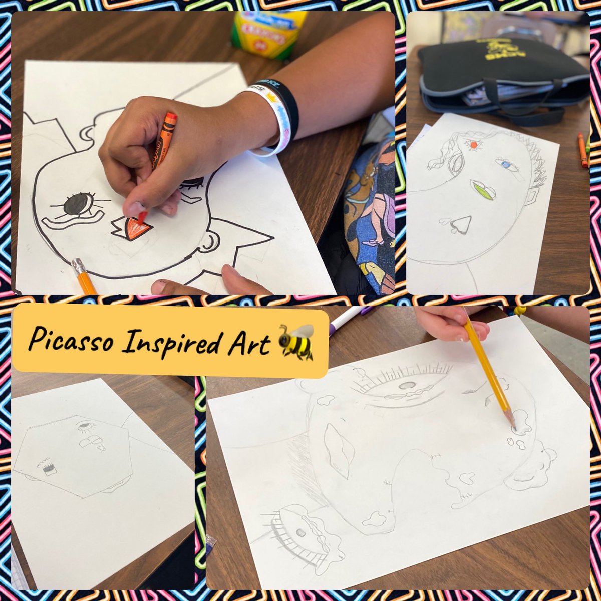 Hornets in Action! Creating a Picasso inspired self portrait. Masterpiece in the making 🖌<a href="/AnneChesnuttMS/">Anne Chesnutt Middle School</a> <a href="/CumberlandCoSch/">Cumberland County Schools</a> #ccsontherise