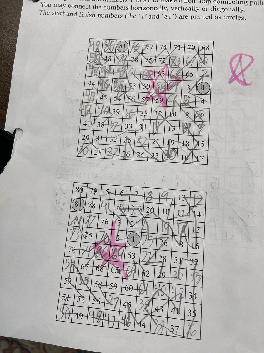 kfyoder1's tweet image. Reason #554 why I love my job!!  Shared my favorite logic puzzle last week and TWO students found more online, printed and solved them for me!  @NESTarget @MrsTLCline @CobbAlp #lovetothinkhere #hidato #selfdirectedlearners