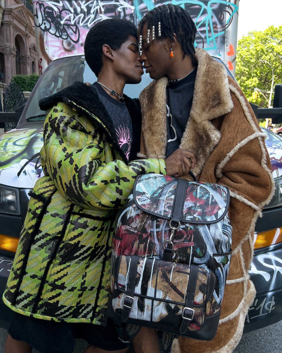 Coach's tweet photo. Just in: our fall runway collection. New things made for embracing today (and each other), featuring a graffiti-splashed collab with artistic duo Mint + Serf. Shop now: https://t.co/Nx1QLWyoXY. #CoachxMIRF #CoachFall22 #CoachNY https://t.co/RJ2aDCi0w6
