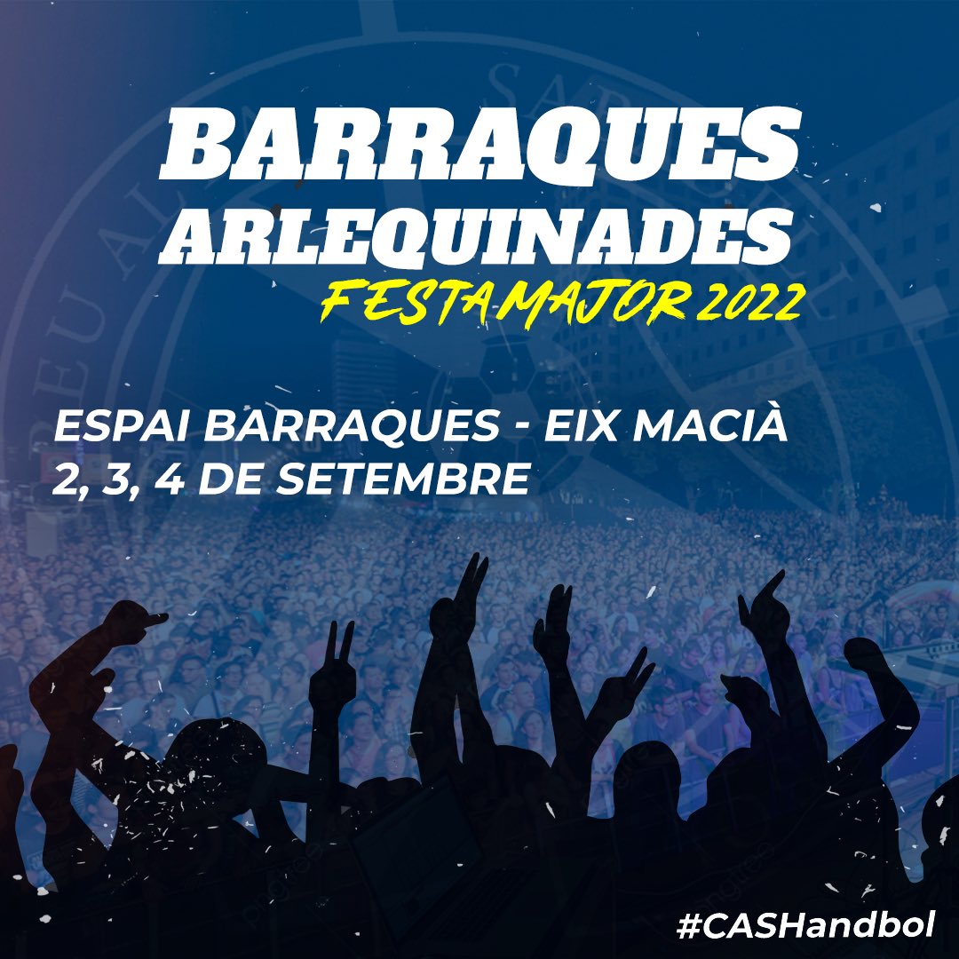 CASHandbol's tweet photo. 🔝Demà comença la festa major de Sabadell i aquest any tenim novetats🤩
Per primera vegada ens podreu trobar les nits del divendres, dissabte i diumenge a l'espai barraques de l'eix Macià amb la barraca més arlequinada👏🏻🎉

Begudes, música i molta festa!🍾🥳
Us hi esperem🔵⚪️ https://t.co/wyZ8s4eP6p