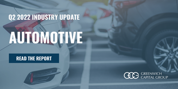 Greenwich_Cap's tweet photo. GCG’s Q2 2022 Automotive Industry Update provides an overview of the latest trends in the sector, including recent performance, valuation multiples, and the state of the middle-market M&amp;A environment. Read the full update here: https://t.co/RrYaI0baeR https://t.co/w4xRArJQAi