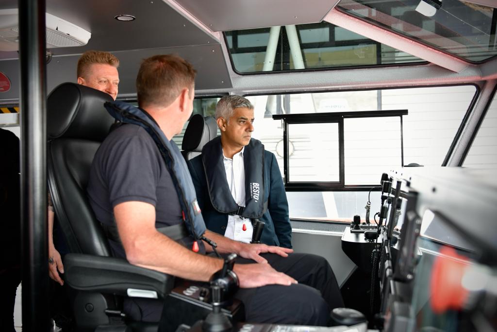 MayorofLondon's tweet photo. I was delighted to visit Lambeth River Station today to see first-hand @LondonFire’s new state-of-the-art fire boats. 

The new boats are a part of my £40m investment to expand and modernise the Brigade to ensure it is better equipped to fight fires and keep Londoners safe. https://t.co/NuxTmQZYr7