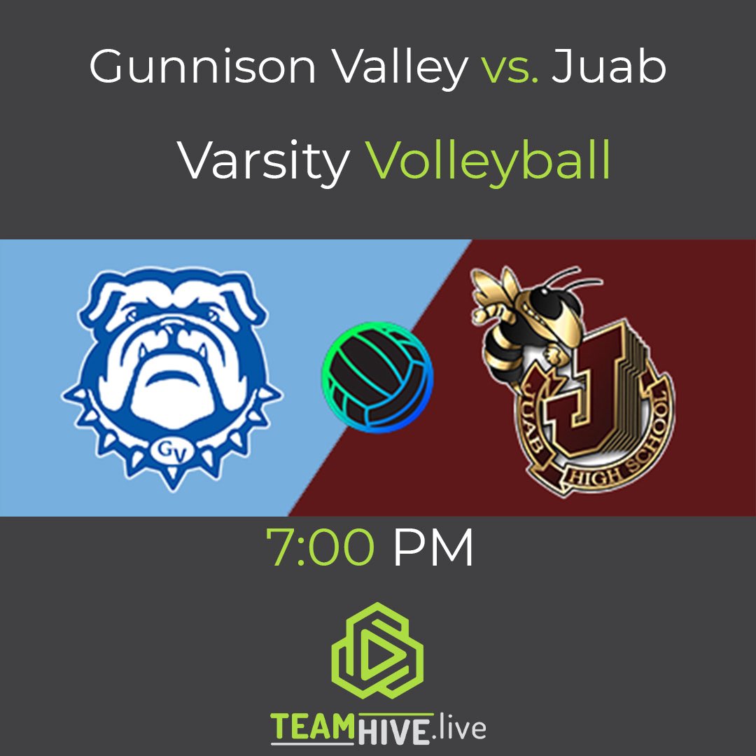 TeamHive_Live's tweet photo. 🏐 Gunnison Valley Bulldogs (1-4) vs Juab Wasps (4-7) 🏐 

The Bulldogs visit Nephi for this varsity matchup.  Stream every set on #TeamHive!

Link in bio!
.
.
.
#utah #highschool #sports #volleyball #varsity #gunnisonvalley #juab #JointheTeamgvhs https://t.co/a9sXLrKo6W
