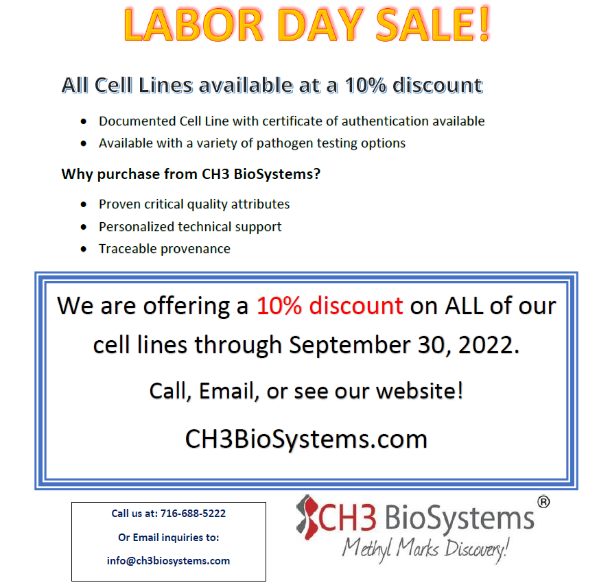 CH3BioSystems's tweet photo. Happy Labor Day from CH3 BioSystems! Everything is on Sale! https://t.co/tIYRRv5VFZ