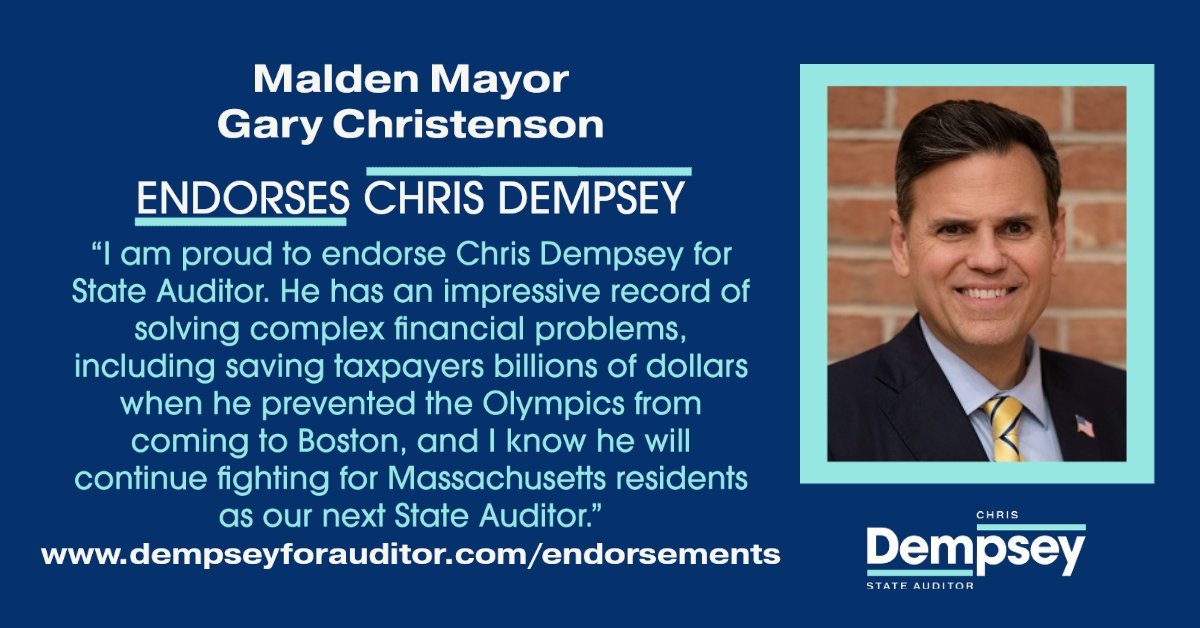 MatHelman's tweet photo. Very happy to see my Mayor in #Malden, @MayorOfMalden Gary Christenson, making some spot-on #mapoli endorsements for the upcoming primary election:

@Tanisha4MA for #MASoS
https://t.co/TFNSvrxAxa

@cdempc for #MAAuditor
https://t.co/tm7CDQkxFq

#magov #Massachusetts #bospoli https://t.co/QMZPNt3jt0