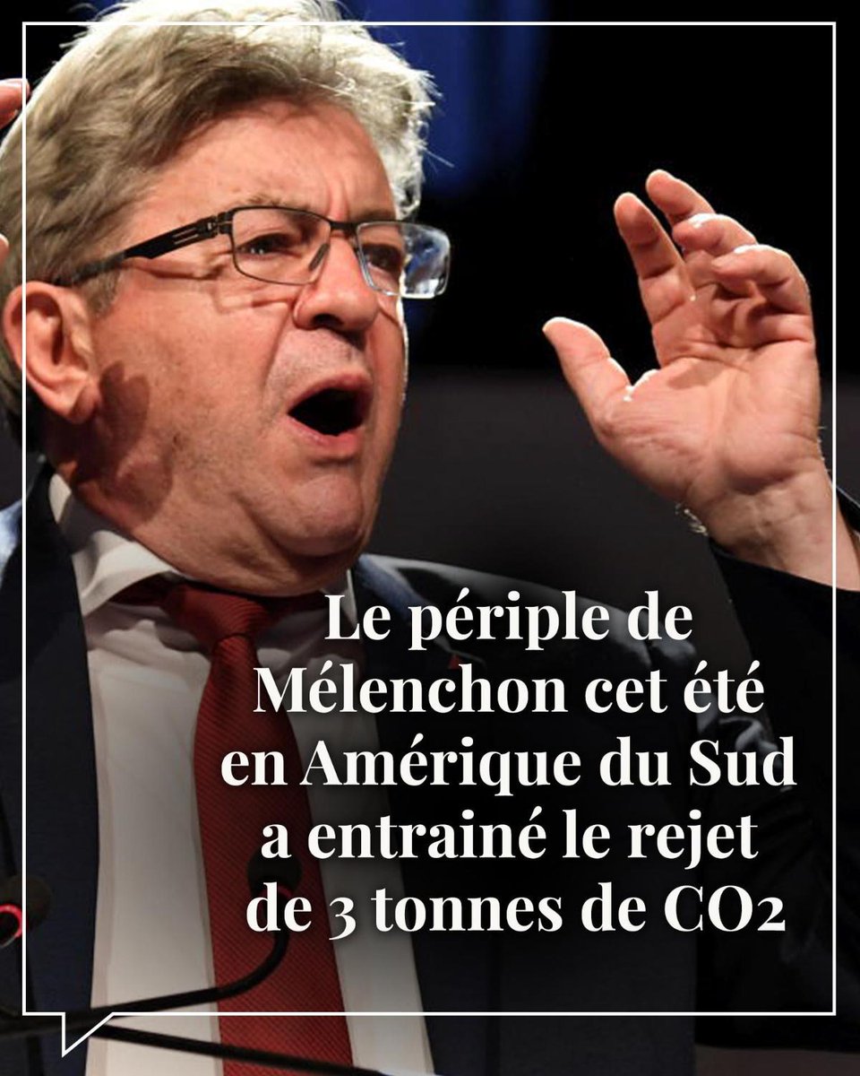 LePoint's tweet photo. En volant de Paris à Mexico puis au Honduras et en Colombie avant de revenir à Paris, Le leader des Insoumis a contracté une belle dette à l'encontre du climat. https://t.co/N9LvqZBl1t https://t.co/539GgMOGqr
